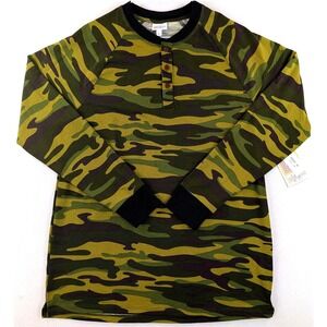 LuLaRoe Mark Henley Shirt Mens M Green Camo Long Sleeve NWT Made in USA
